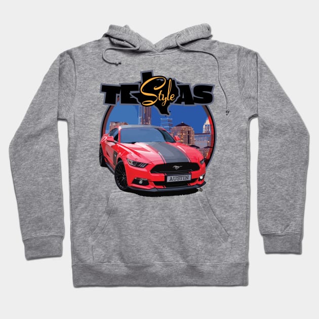 Texas Style Mustang Austin Hoodie by CamcoGraphics